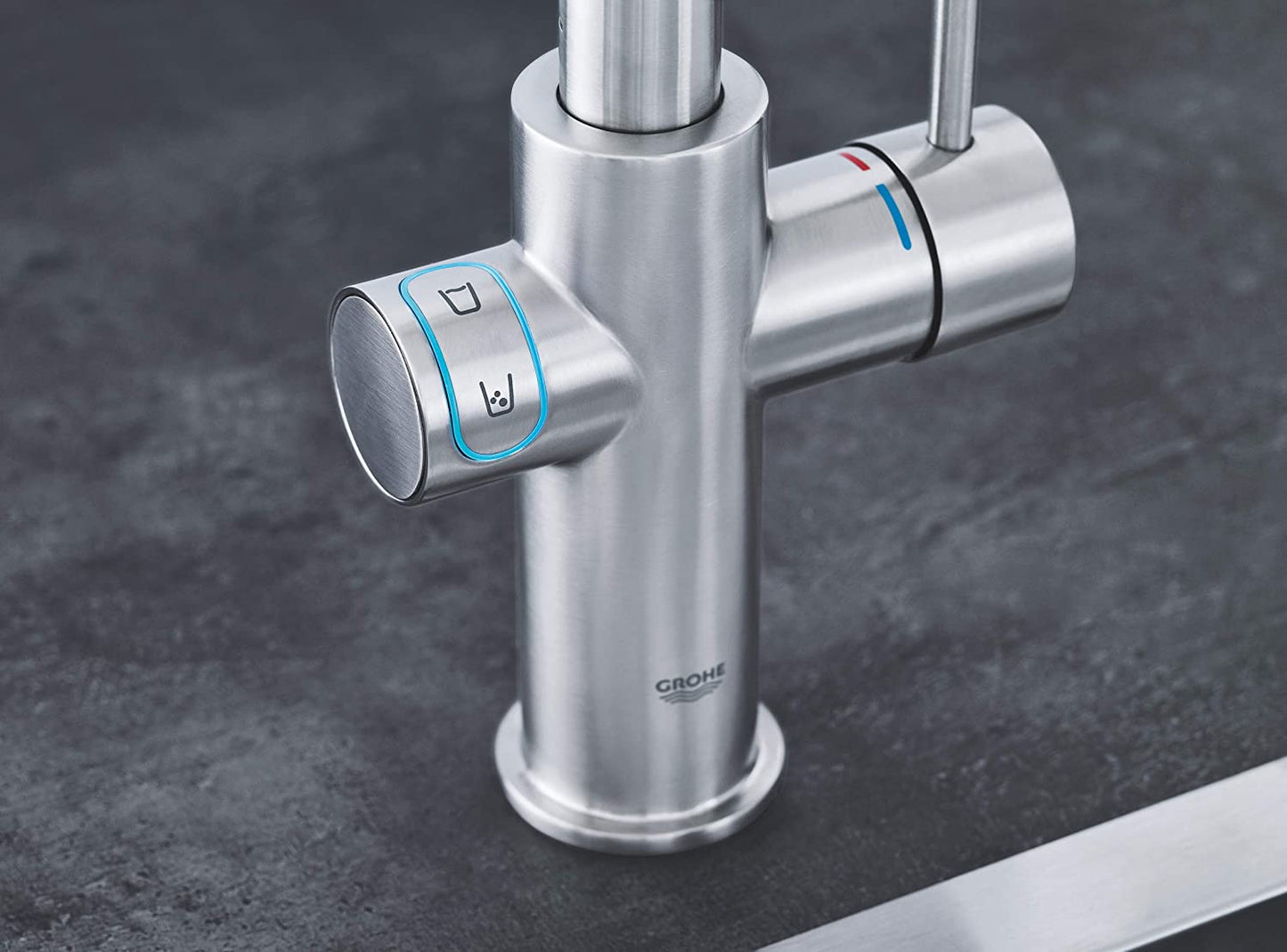 GROHE 31454DC0 High L-Spout Blue Home Duo Starter Kit - Stainless Steel (2-Piece)