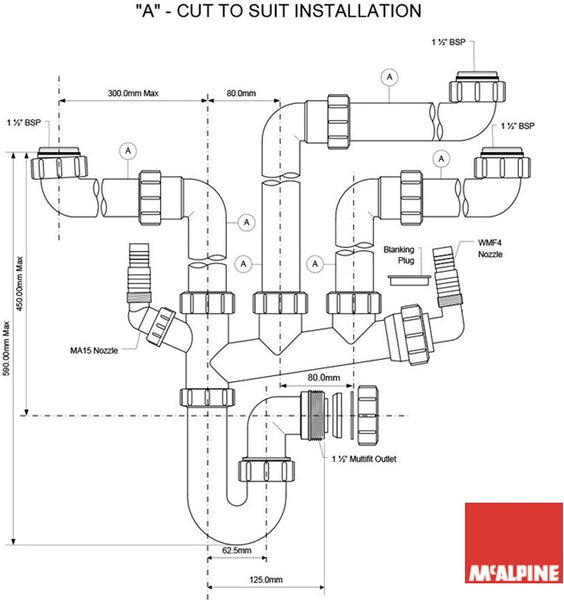 McAlpine SSK3 Waste Kit for 2.5 or 3 Bowl Sinks