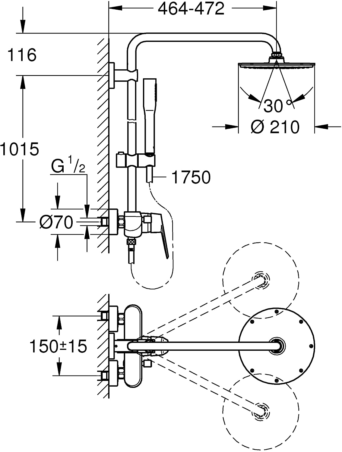GROHE 23147000 Eurocube System Shower System