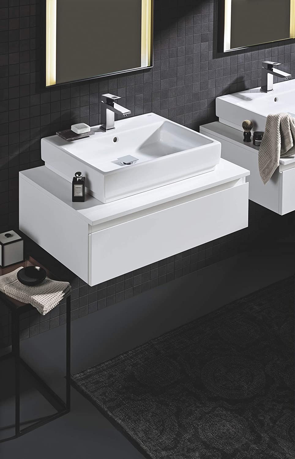 GROHE 23137000 Eurocube Pillar Tap (Smooth Body, Short Spout and Ecojoy)