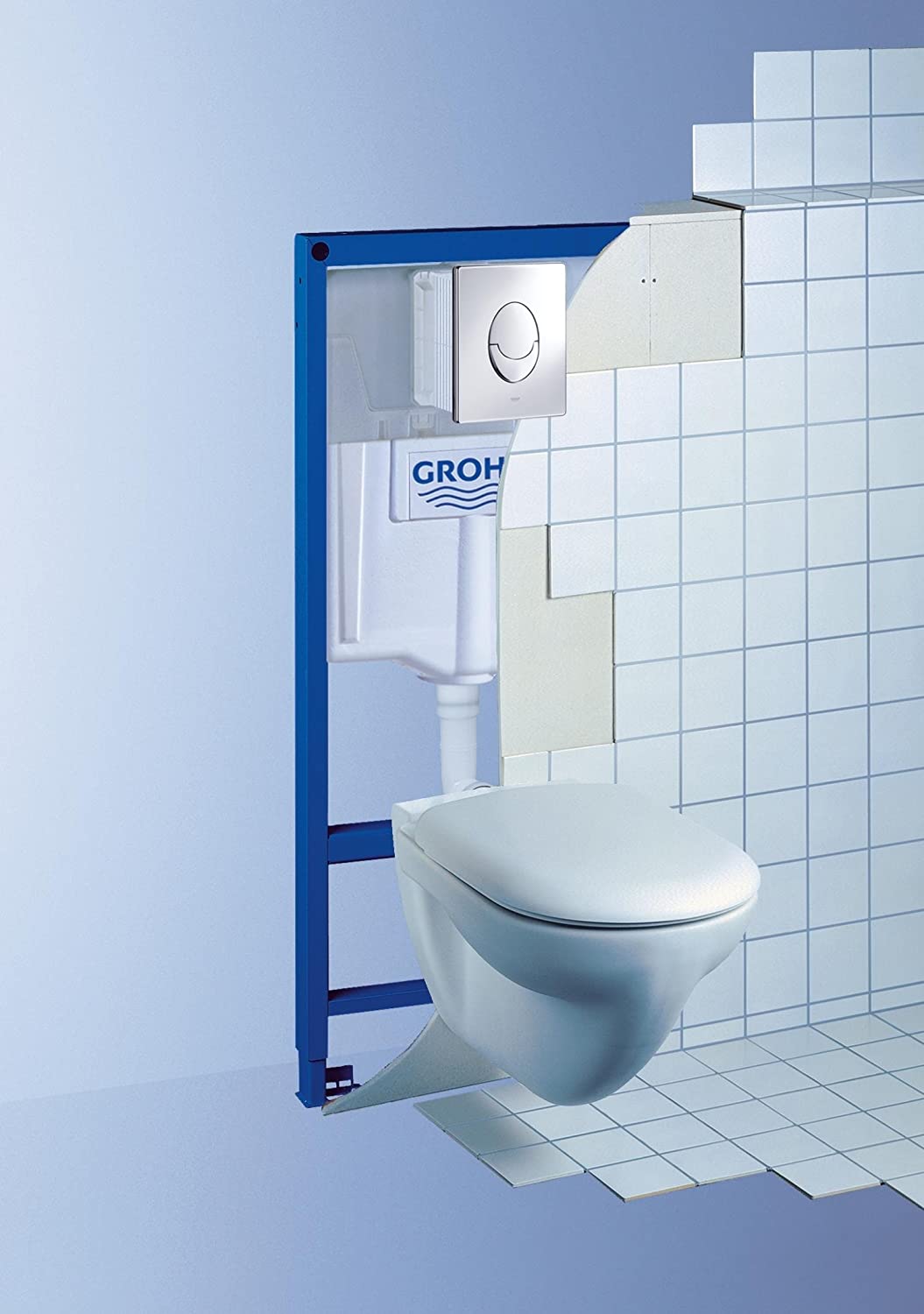 GROHE 38721001 Rapid Sl 3-in-1 Set for Wall-Hung Toilet, 1.13 m (Wall Brackets and Skate Air Flush Plate) - Chrome