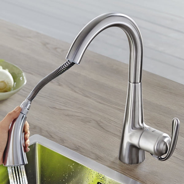 GROHE 32294SD1 | Zedra Kitchen Tap | Pull-Out Comfort Spray | Stainless Steel