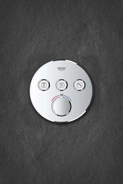 GROHE Grohtherm SmartControl Thermostat with three shut-off valves, round wall rosette, colour: hard graphite brushed - 29121AL0
