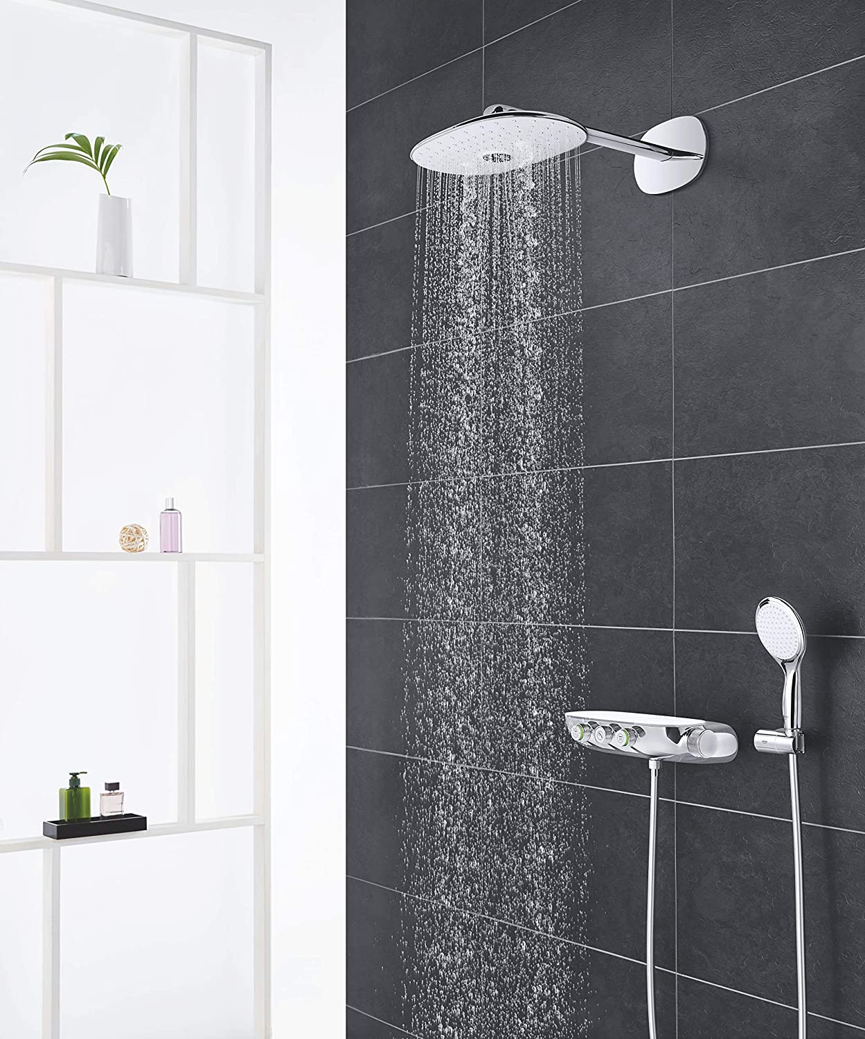 Grohe 26443LS0 Rainshower SmartControl Thermostatic Shower System, Moon White