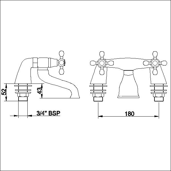 Bath Filler, in Chrome, (Product Code: X363)