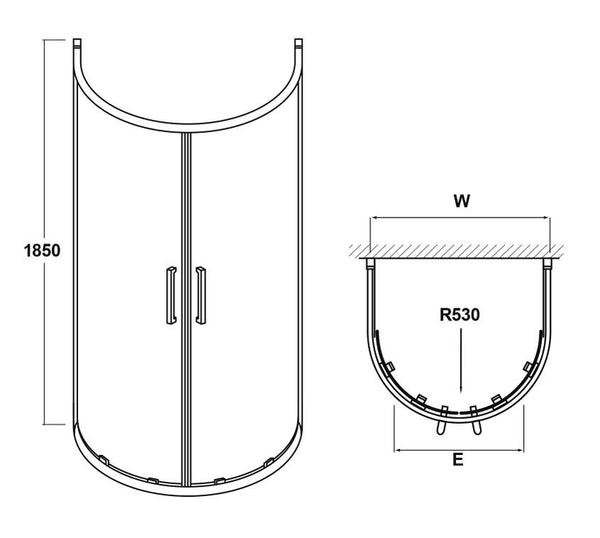 D-Shape Shower Enclosure and shower tray (Product Code: AQUD100)