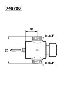 Delabie Tempostop 3/4" Exposed Shower Valve, 749000 (Product Code: 06140061)