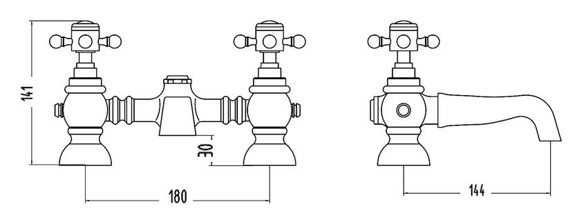 Edwardian Bath Filler, in Chrome, (Product Code: TED303)
