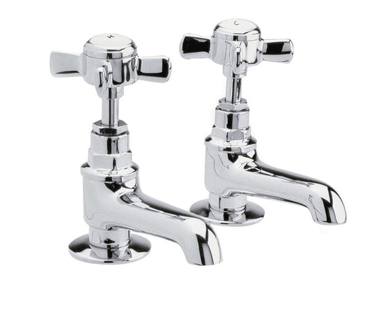 Edwardian Bathroom Tap Pair, Chrome (Product Code: IJ321)