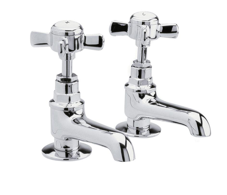 Edwardian Bathroom Tap Pair, Chrome (Product Code: IJ321)