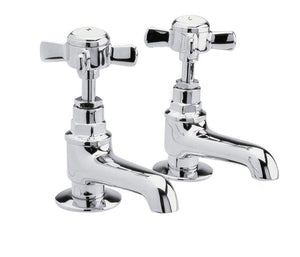 Edwardian Bathroom Tap Pair, Chrome (Product Code: IJ321)