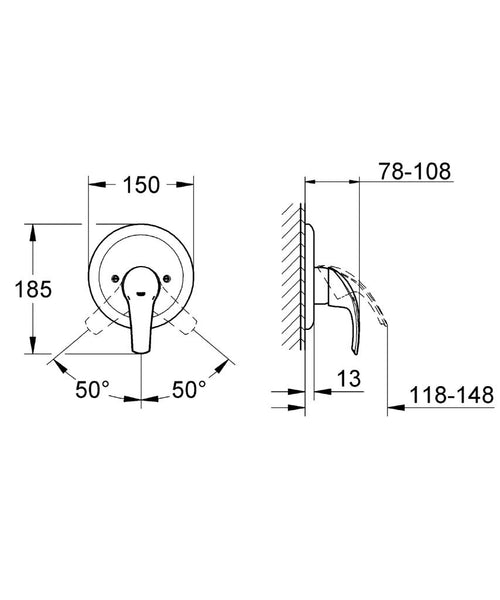 Eurosmart Single-lever Shower Mixer Trim (Product Code: 19451001)