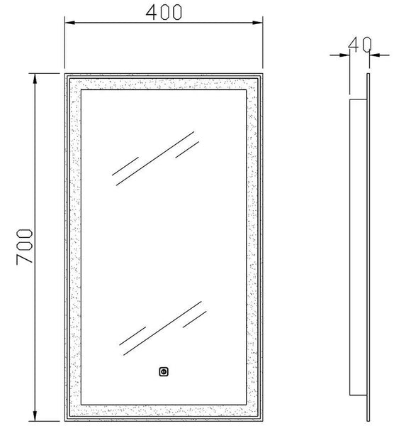 Glow Touch Sensor LED Mirror 700x400 (Product Code: LQ034)