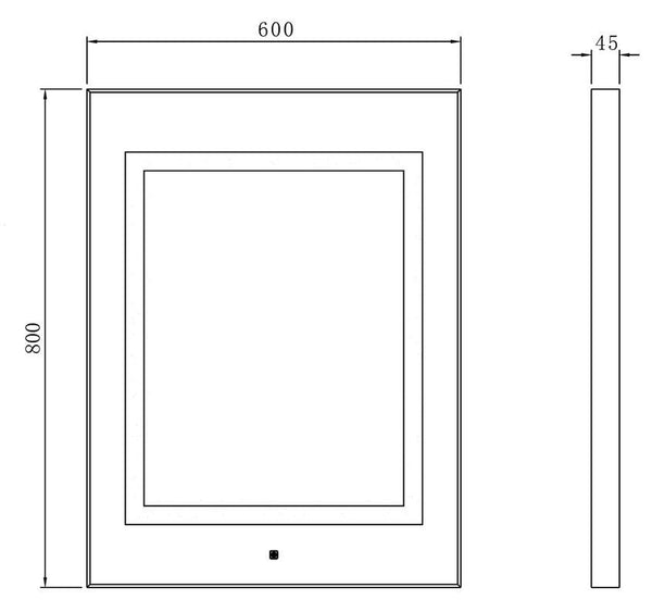 Level Touch Sensor LED Mirror with De-Mister Pad 800 x 600 (Product Code: LQ035)