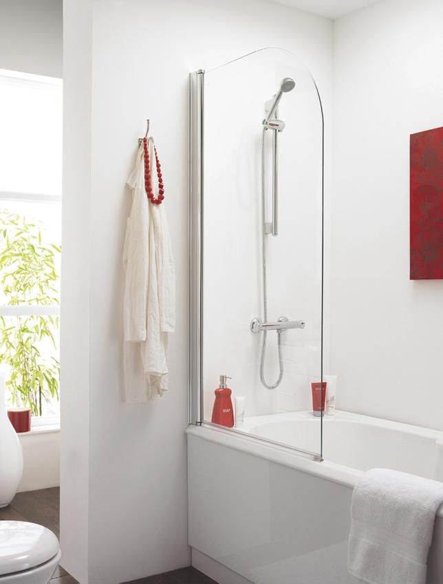 NUIE Polished Chrome Straight Bath Screen (various options)