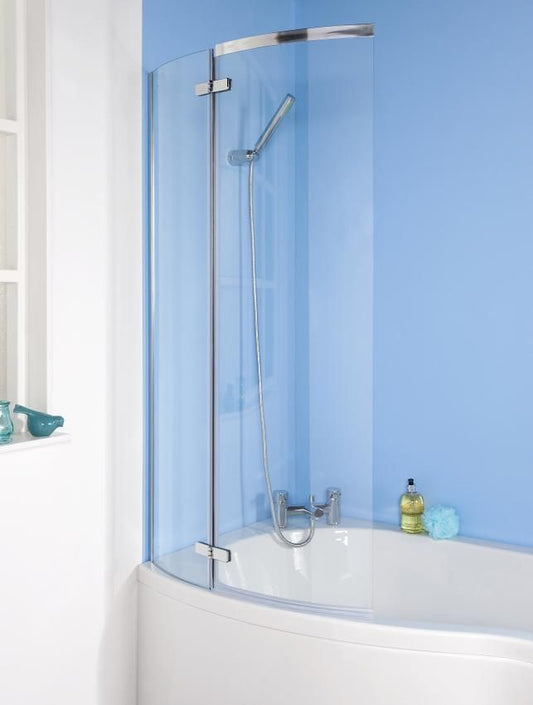Satin Chrome Curved P-Shaped Bath Screen (Product Code: ERCS0)