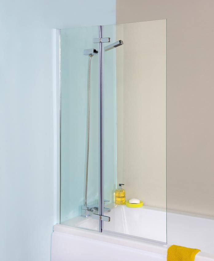 Satin Chrome Square Bath Screen, Hinges Centrally (Product Code: ERSS1)