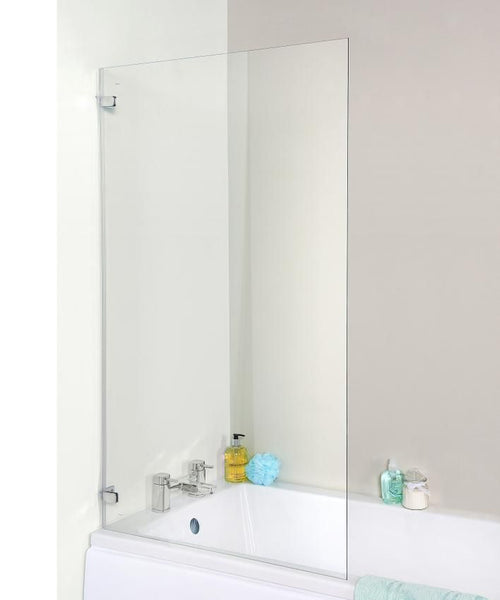 Satin Chrome Square Bath Screen, Hinges from the Wall (Product Code ERSSQ)