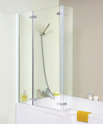 NUIE Satin Chrome Square Hinged P-Shaped Bath Screen (Product Code: ERSBS0)