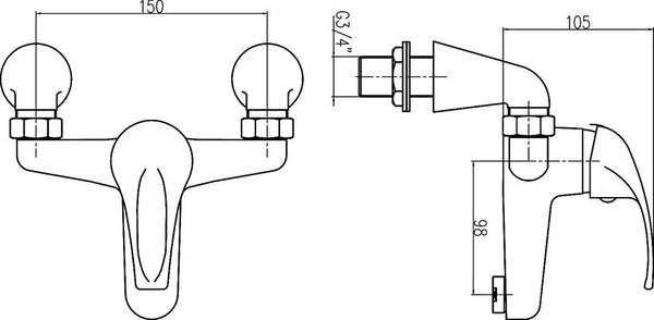 Single Lever Bath Filler (Product Code: DTY303)