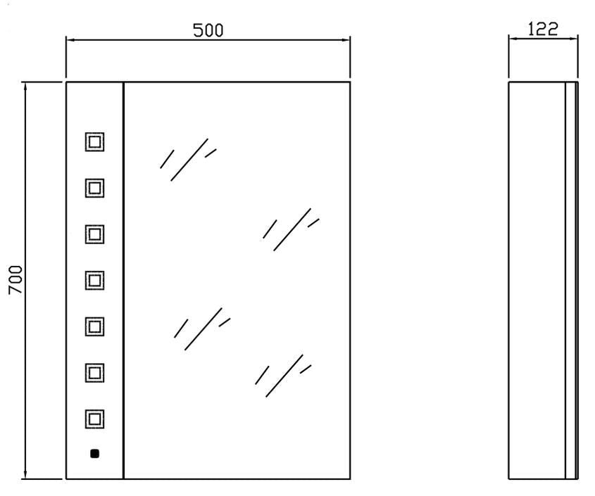 Touch Sensor, 2 shelves LED Mirror Cabinet (Product Code: LQ038)