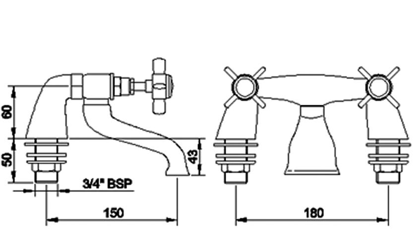 Traditional Bath Filler, in Chrome (Product Code: IJ323)