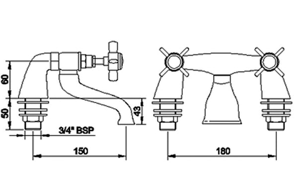 Traditional Bath Filler, in Chrome (Product Code: IJ323)