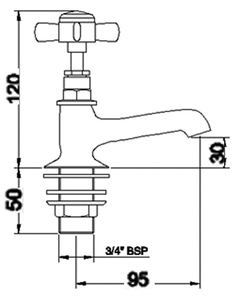 Traditional Bath Tap Pair in Chrome (Product Code: IJ322)